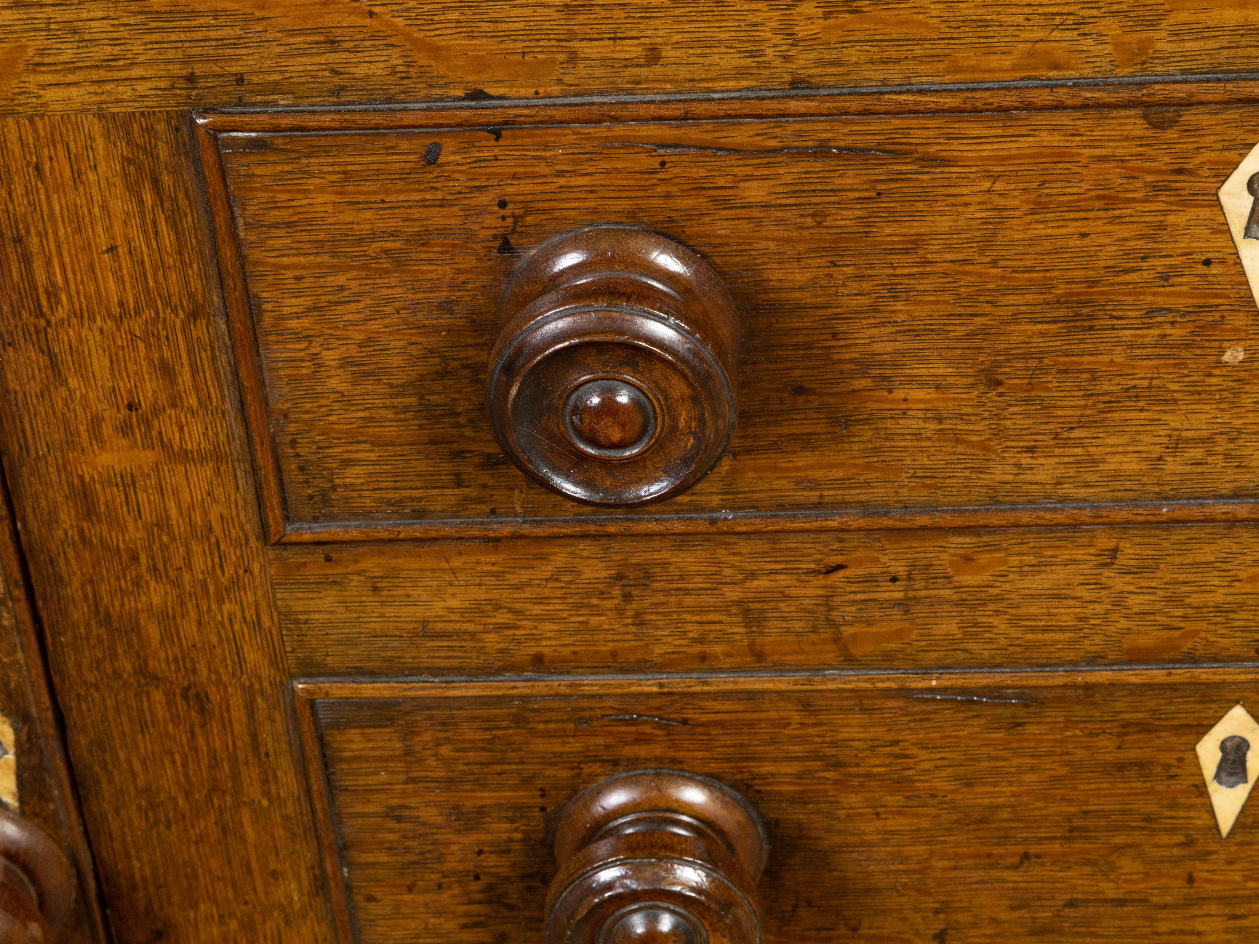 Carved English 19th Century Oak Dresser Base with Six Drawers and Two Doors