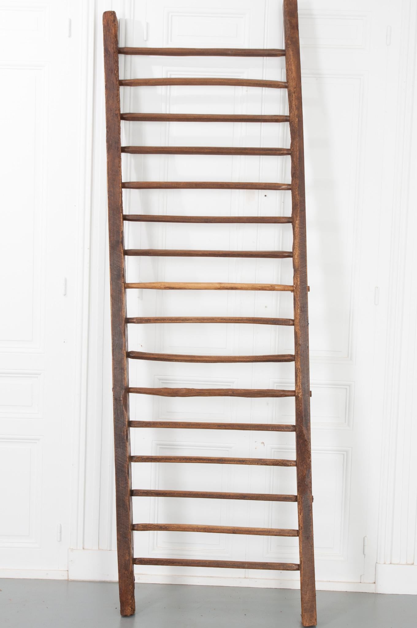This 19th century hay ladder has been elevated from simple farm equipment to the perfect provincial element of decor. Perfect for hanging throws in the living or bedroom, it’s made of sturdy oak with a great patina. The rungs are hand carved and