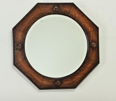 English 19th Century Oak Octagon Mirror