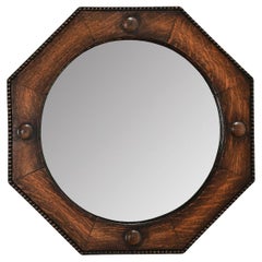 English 19th Century Oak Hexagon Mirror