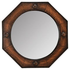 English 19th Century Oak Octagon Mirror