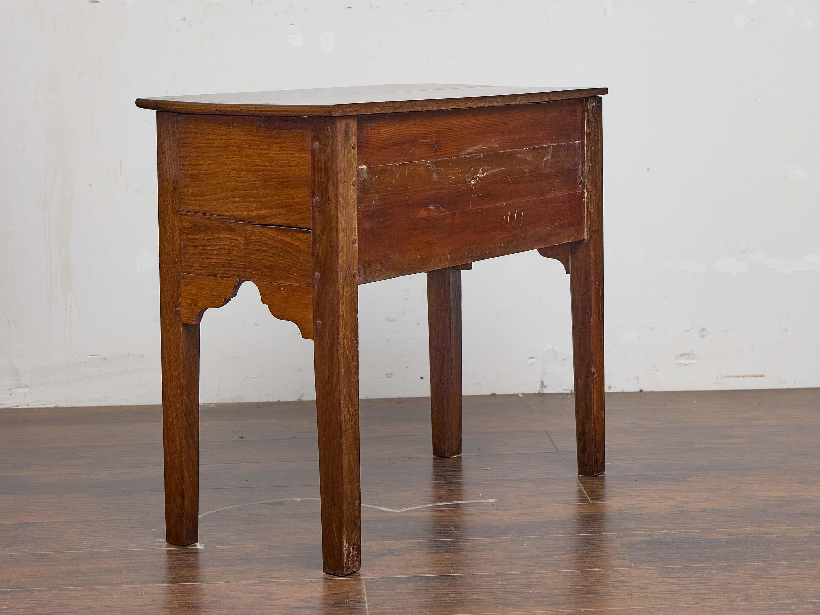 English 19th Century Oak Lowboy with Brass Drop Handles For Sale 3
