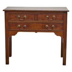 English 19th Century Oak Lowboy with Brass Drop Handles