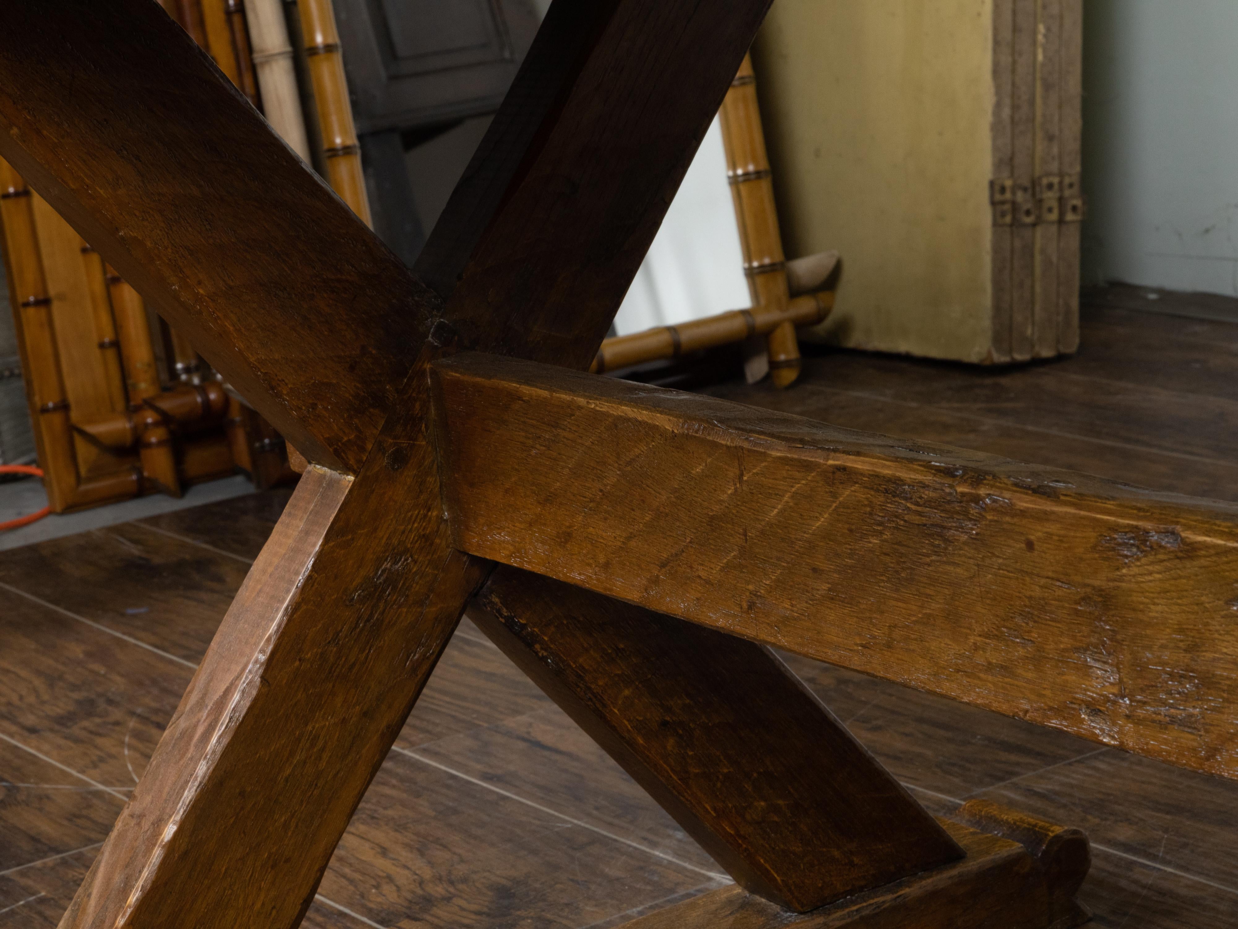 English 19th Century Oak Sawbuck Table with X-Form Base with Rustic Character For Sale 7