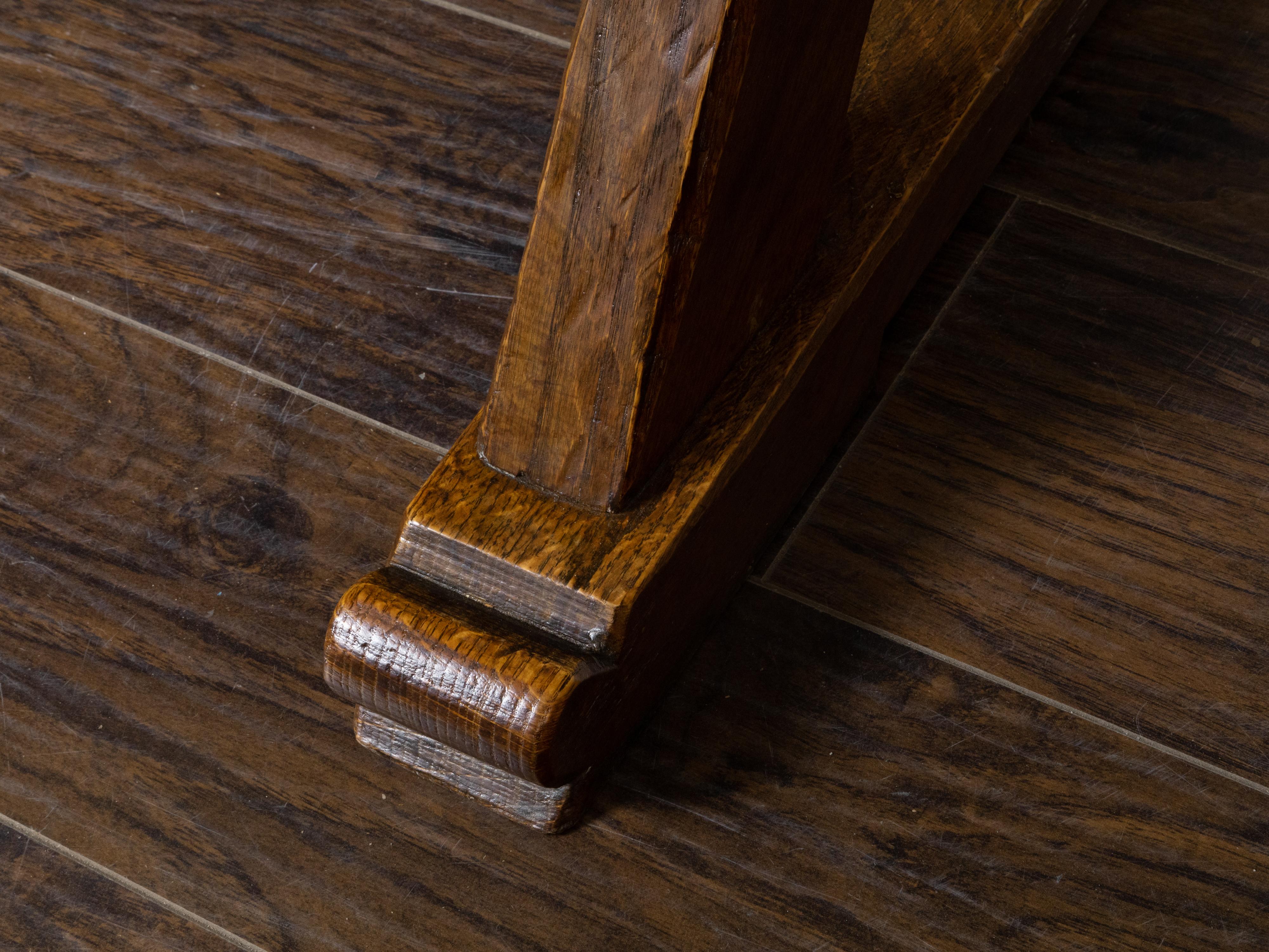 English 19th Century Oak Sawbuck Table with X-Form Base with Rustic Character For Sale 9