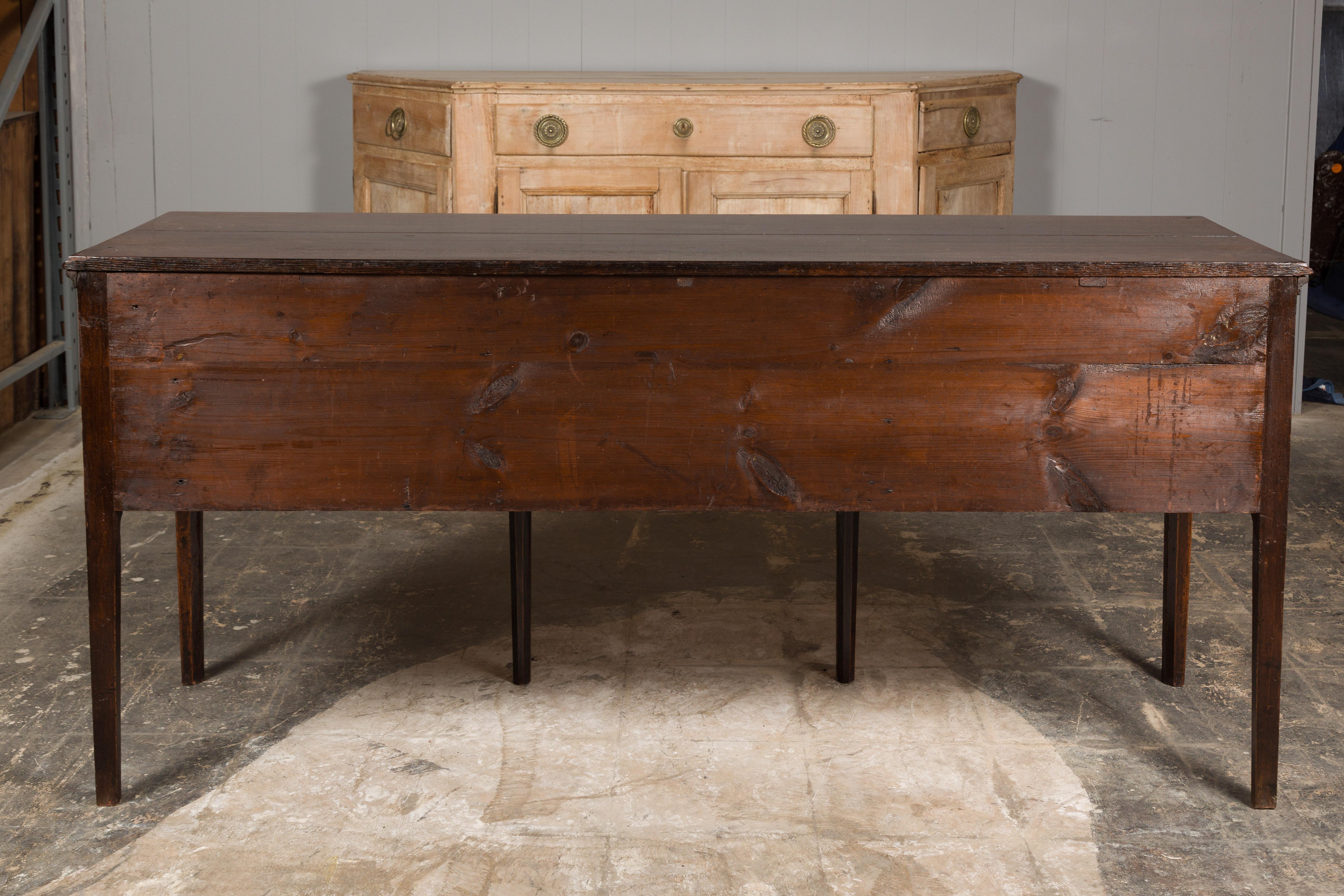 English 19th Century Oak Sideboard with Five Drawers and Carved Spandrels For Sale 13