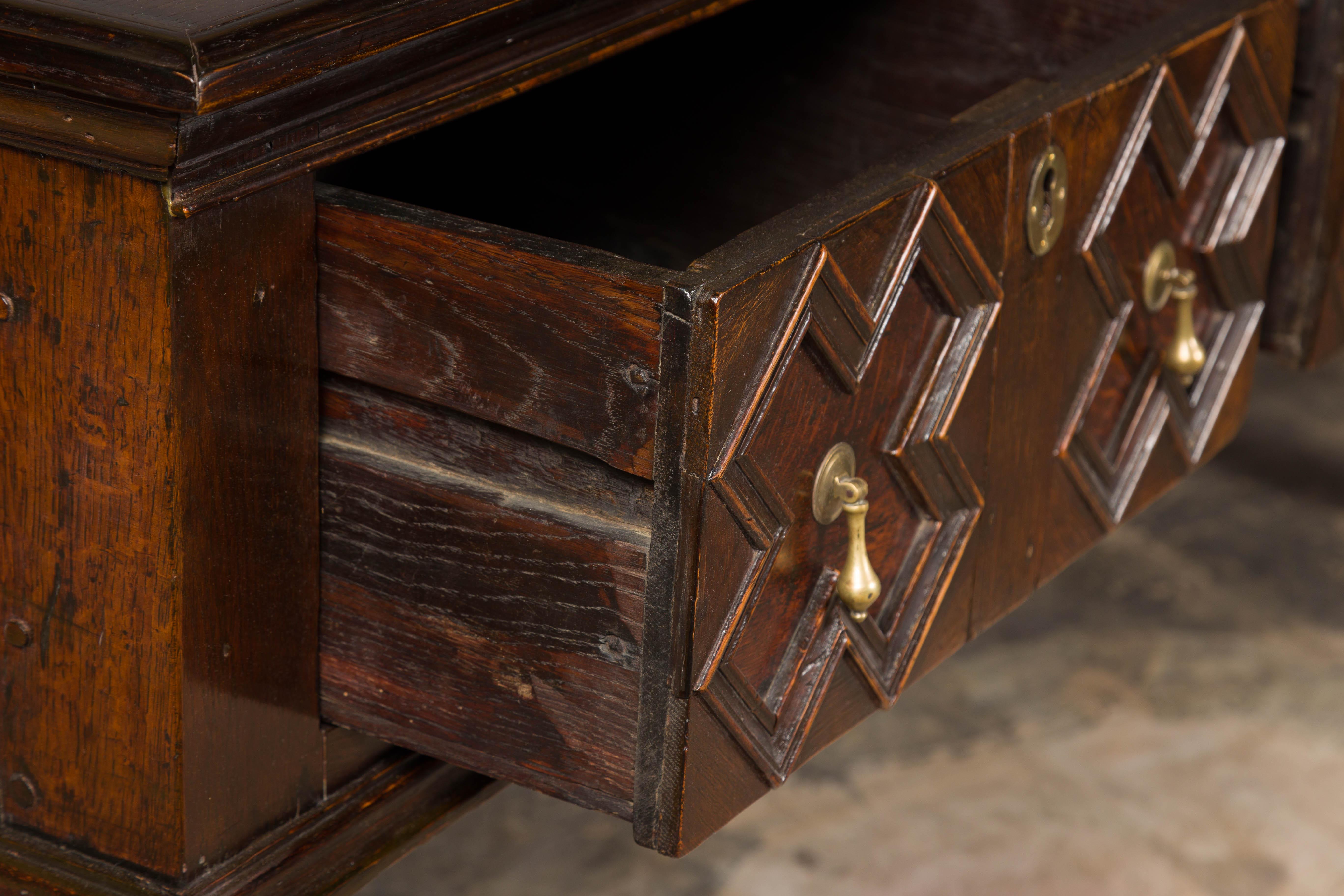 English 19th Century Oak Sideboard with Geometric Front and Three Drawers For Sale 8