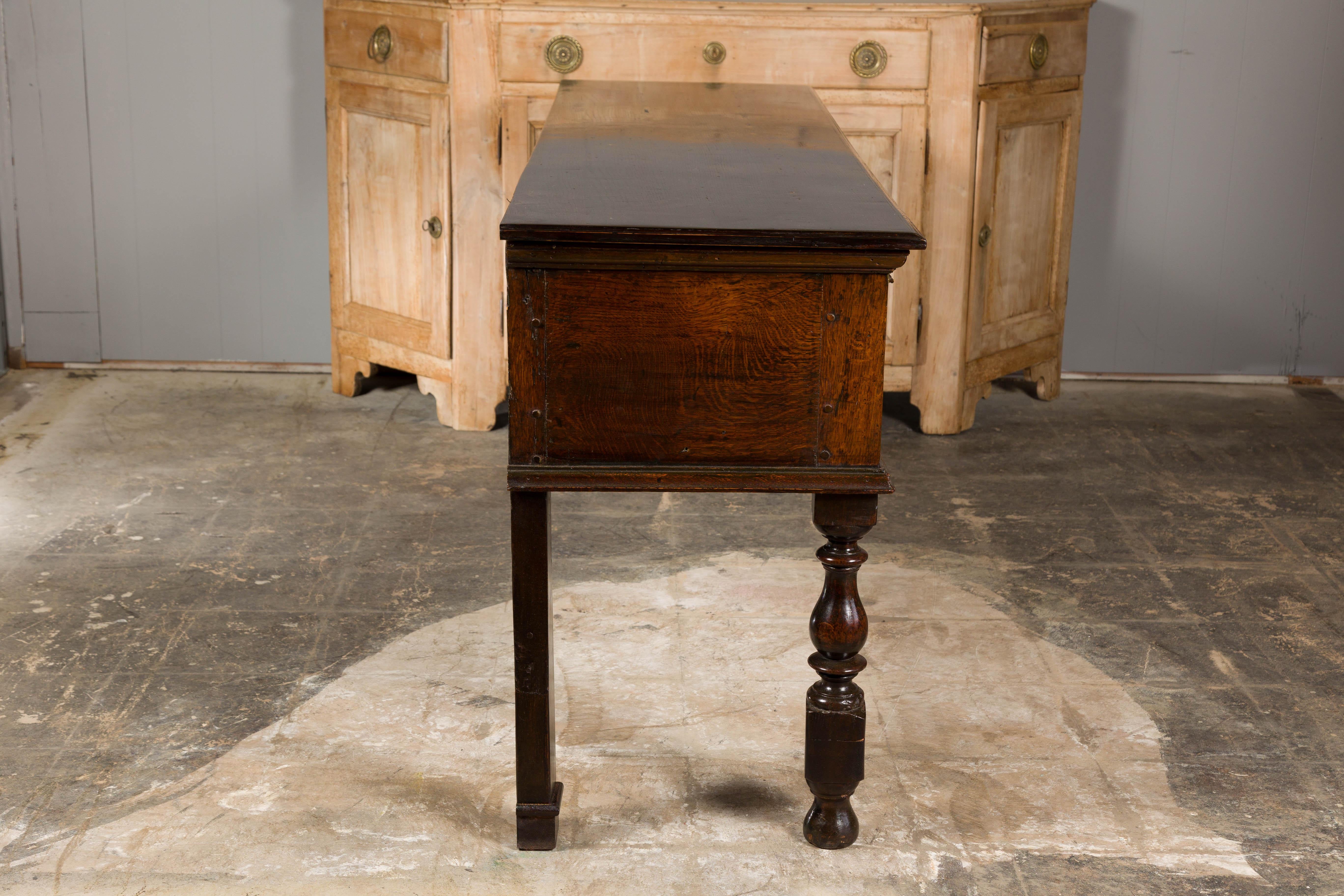 English 19th Century Oak Sideboard with Geometric Front and Three Drawers For Sale 11