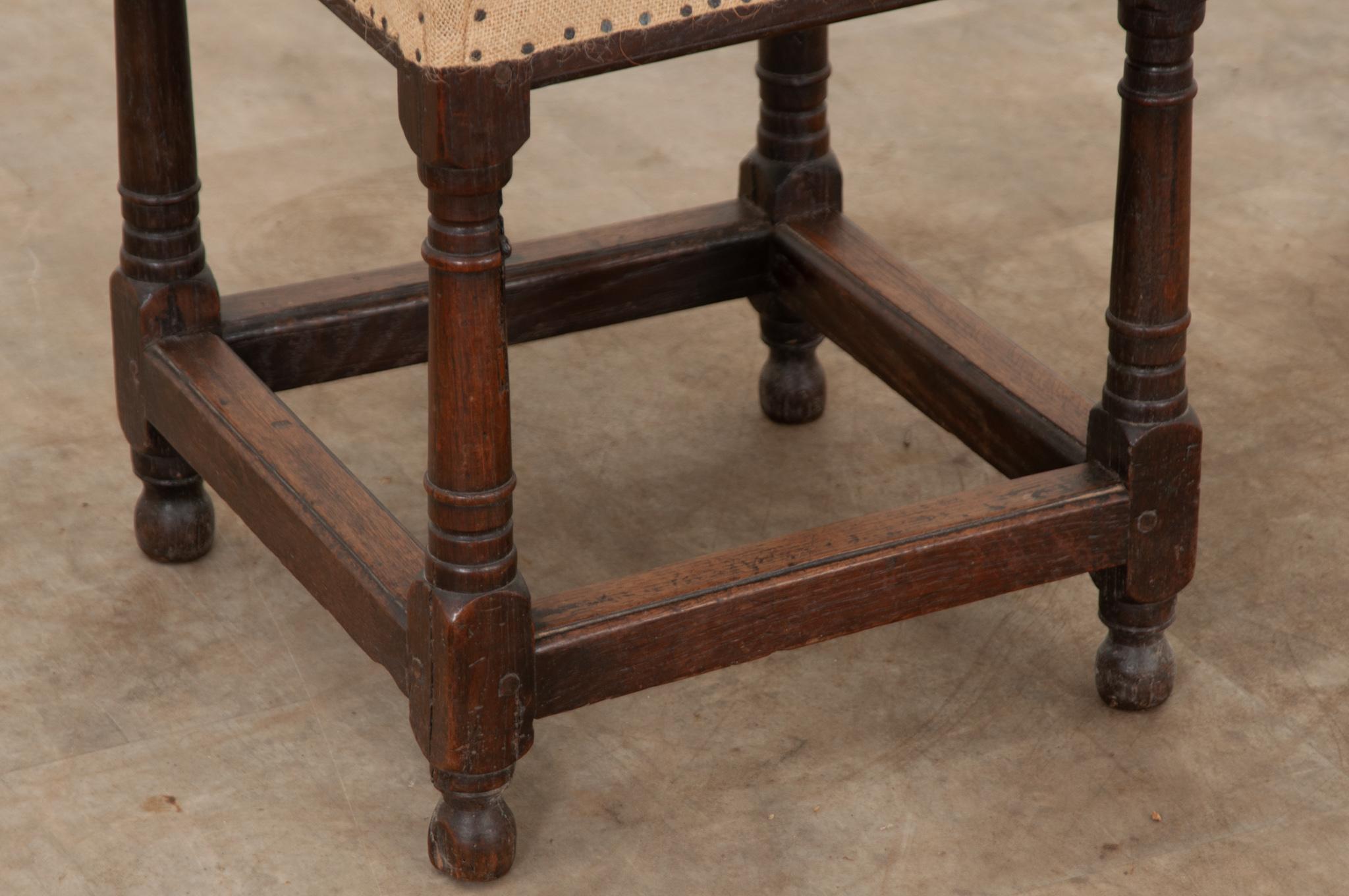 English 19th Century Oak Stool In Good Condition For Sale In Baton Rouge, LA