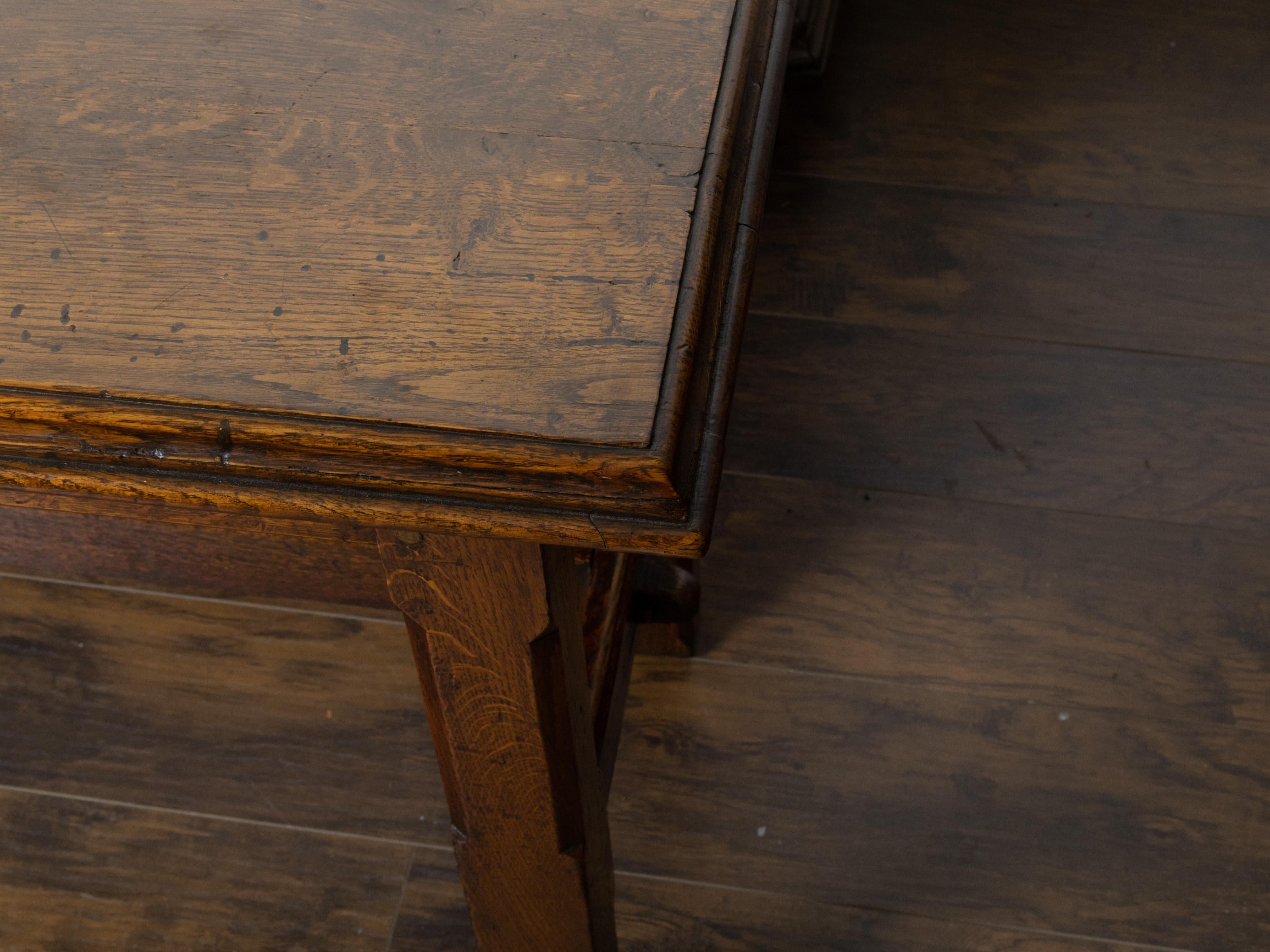 English 19th Century Oak Table with Straight Legs and H-Form Cross Stretcher 4