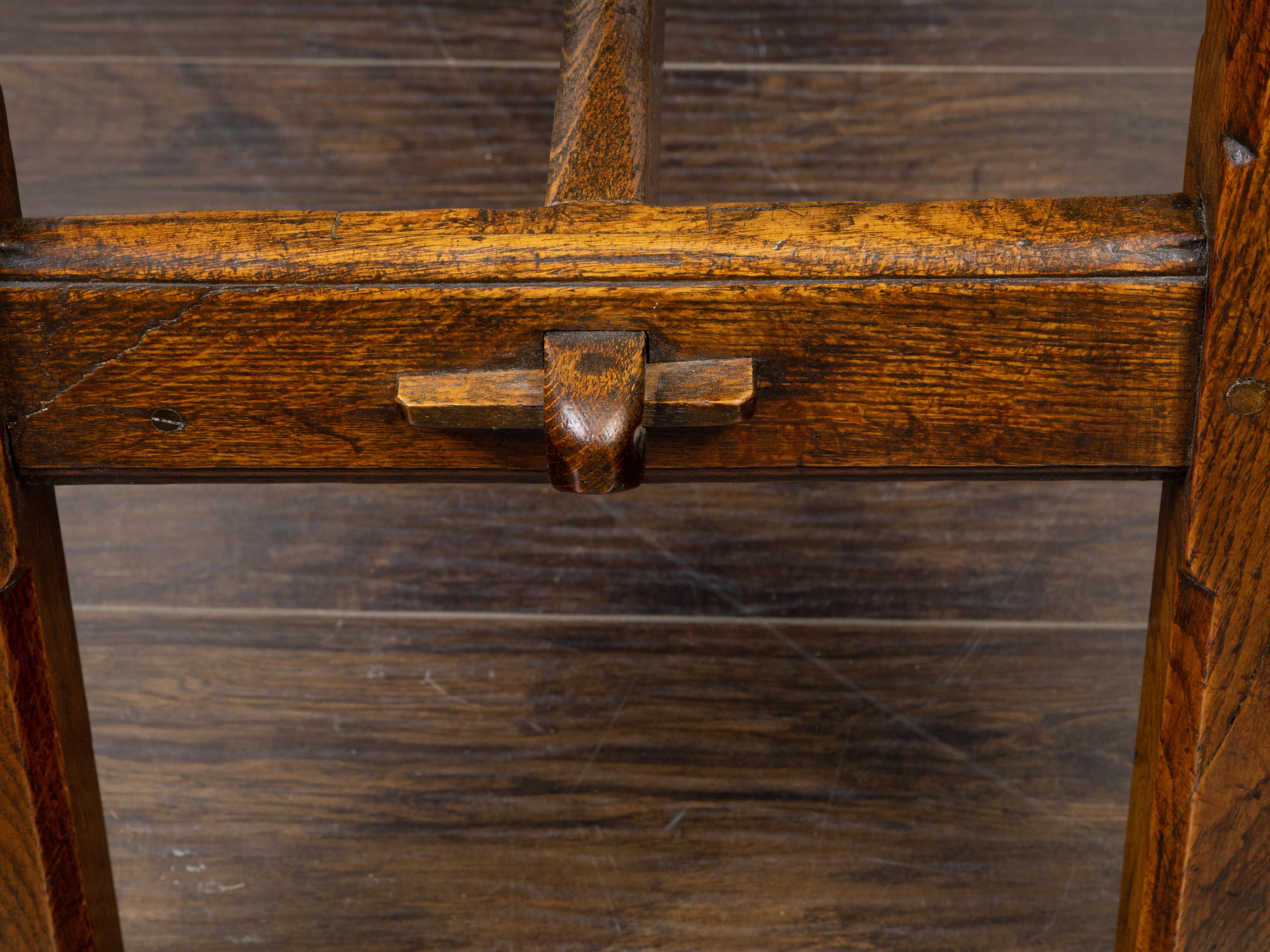 English 19th Century Oak Table with Straight Legs and H-Form Cross Stretcher 6