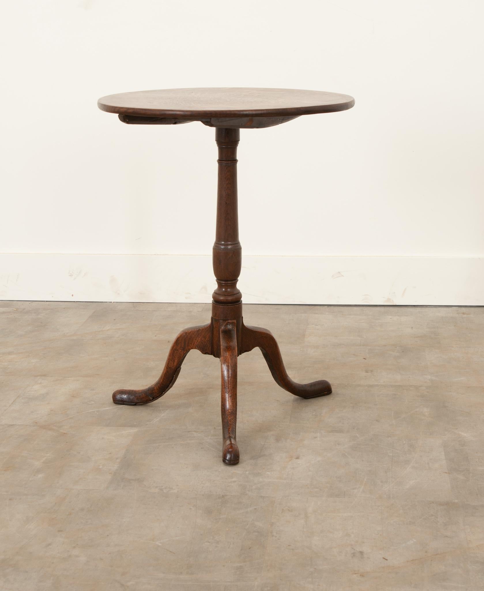 Rustic English 19th Century Oak Tilt Top Table For Sale