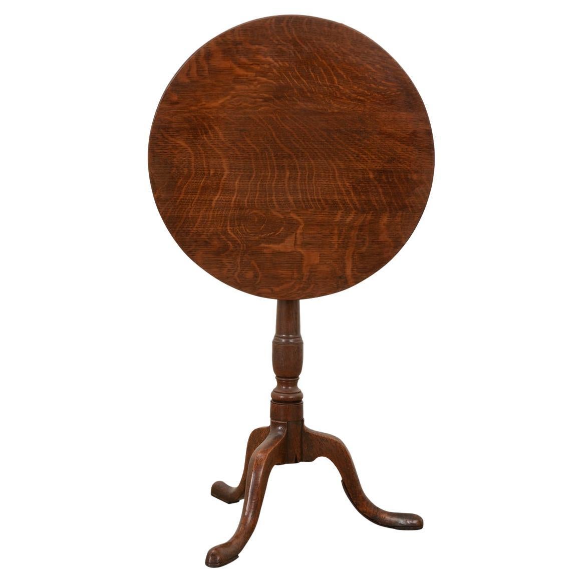 English 19th Century Oak Tilt Top Table For Sale