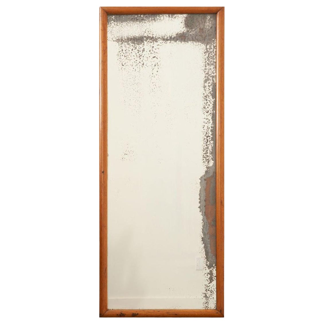 English 19th Century Oak Train Mirror