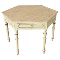 English 19th Century Octagonal Table with Marble Top