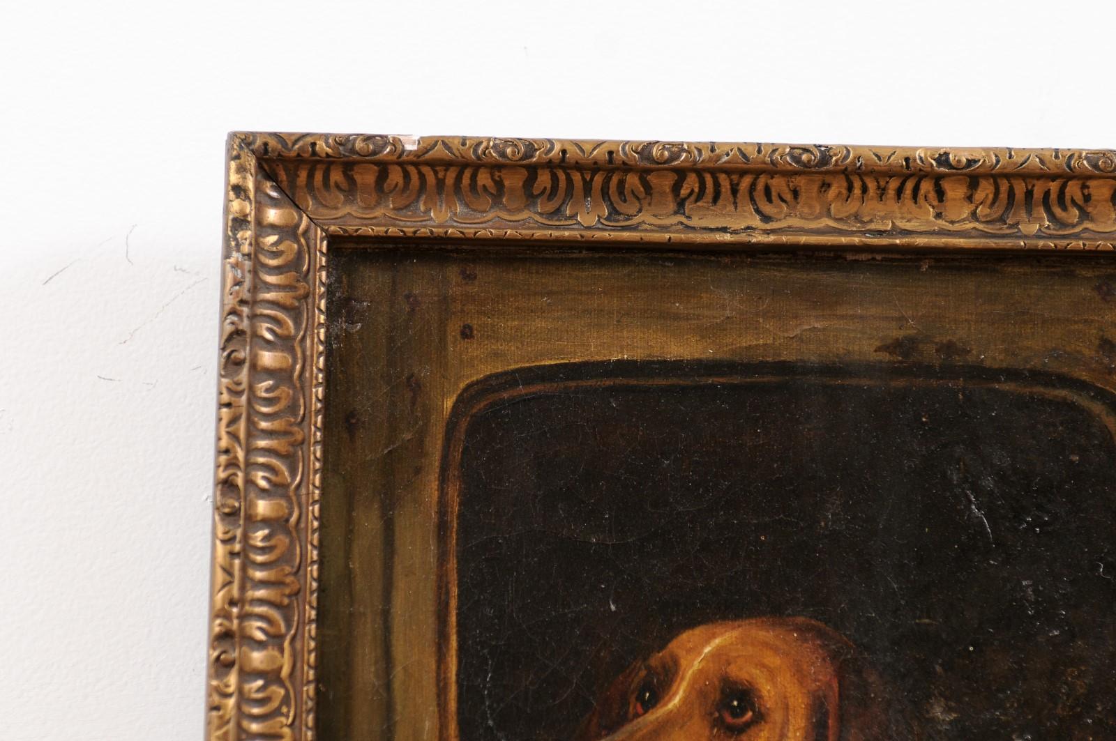 English 19th Century Oil Dog Painting after Landseer's Dignity and Impudence In Good Condition In Atlanta, GA