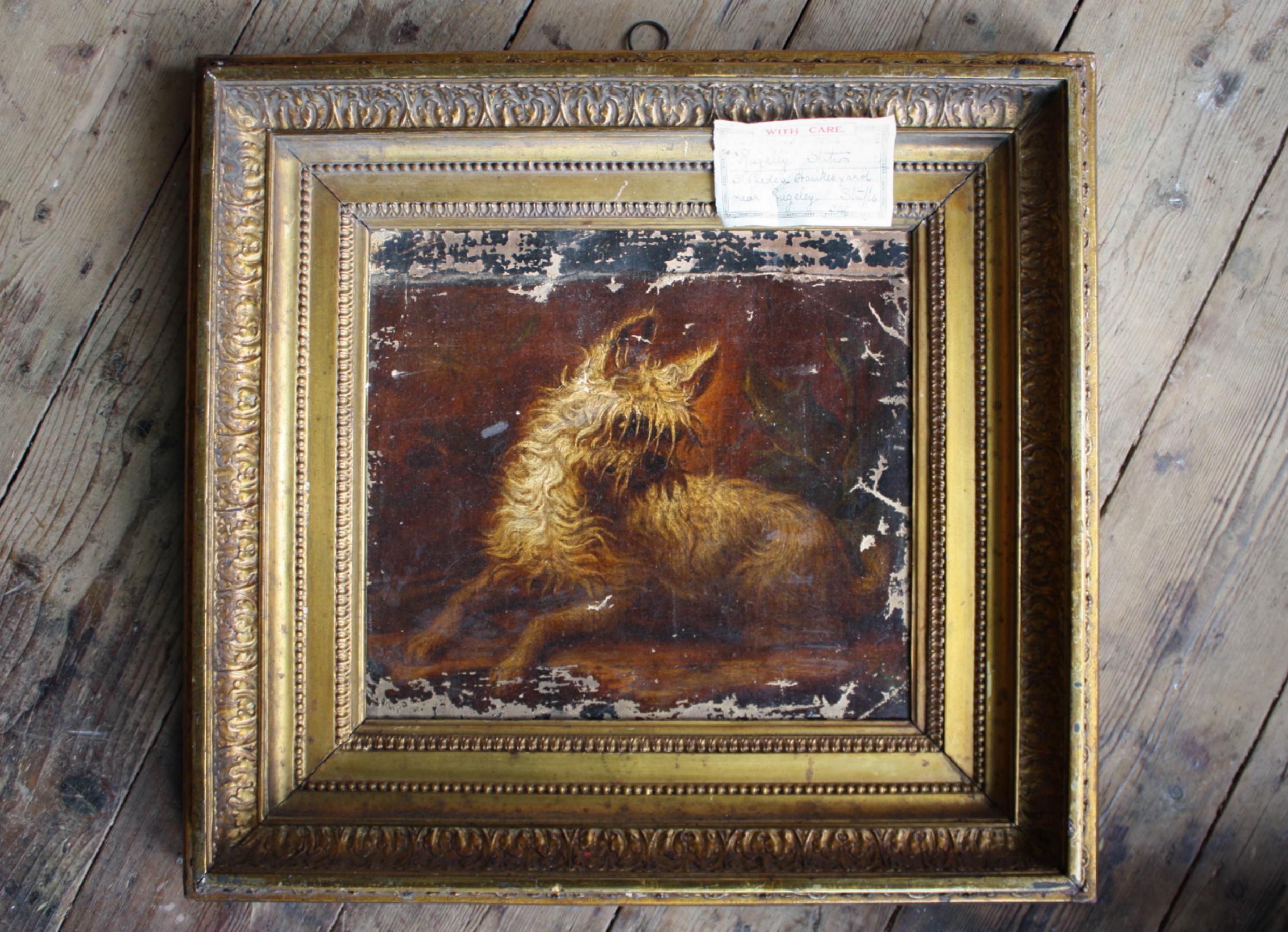 English 19th Century Oil on Canvas Terrier Dog Painting Manner of Landseer 7
