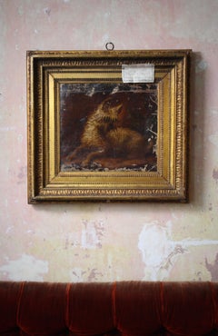 English 19th Century Oil on Canvas Terrier Dog Painting Manner of Landseer