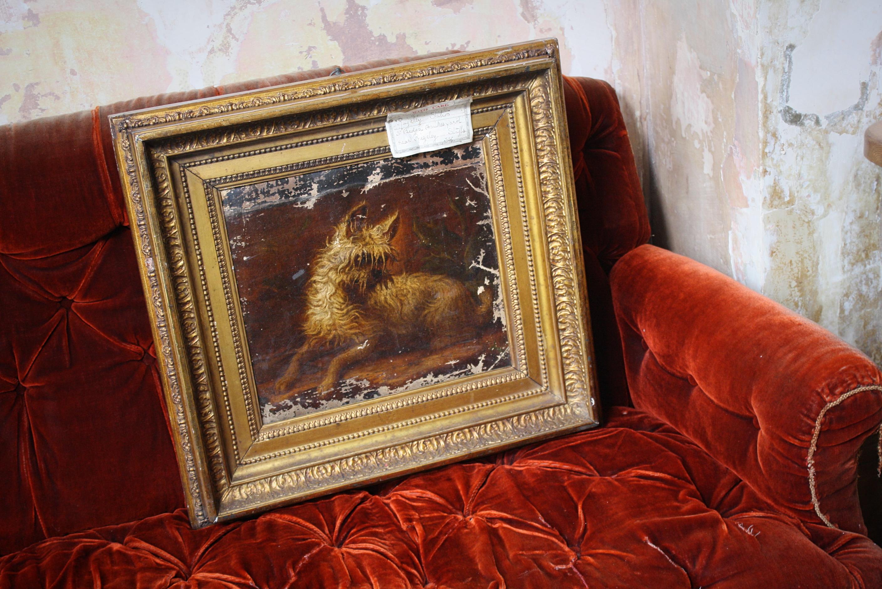 English 19th Century Oil on Canvas Terrier Dog Painting Manner of Landseer 3