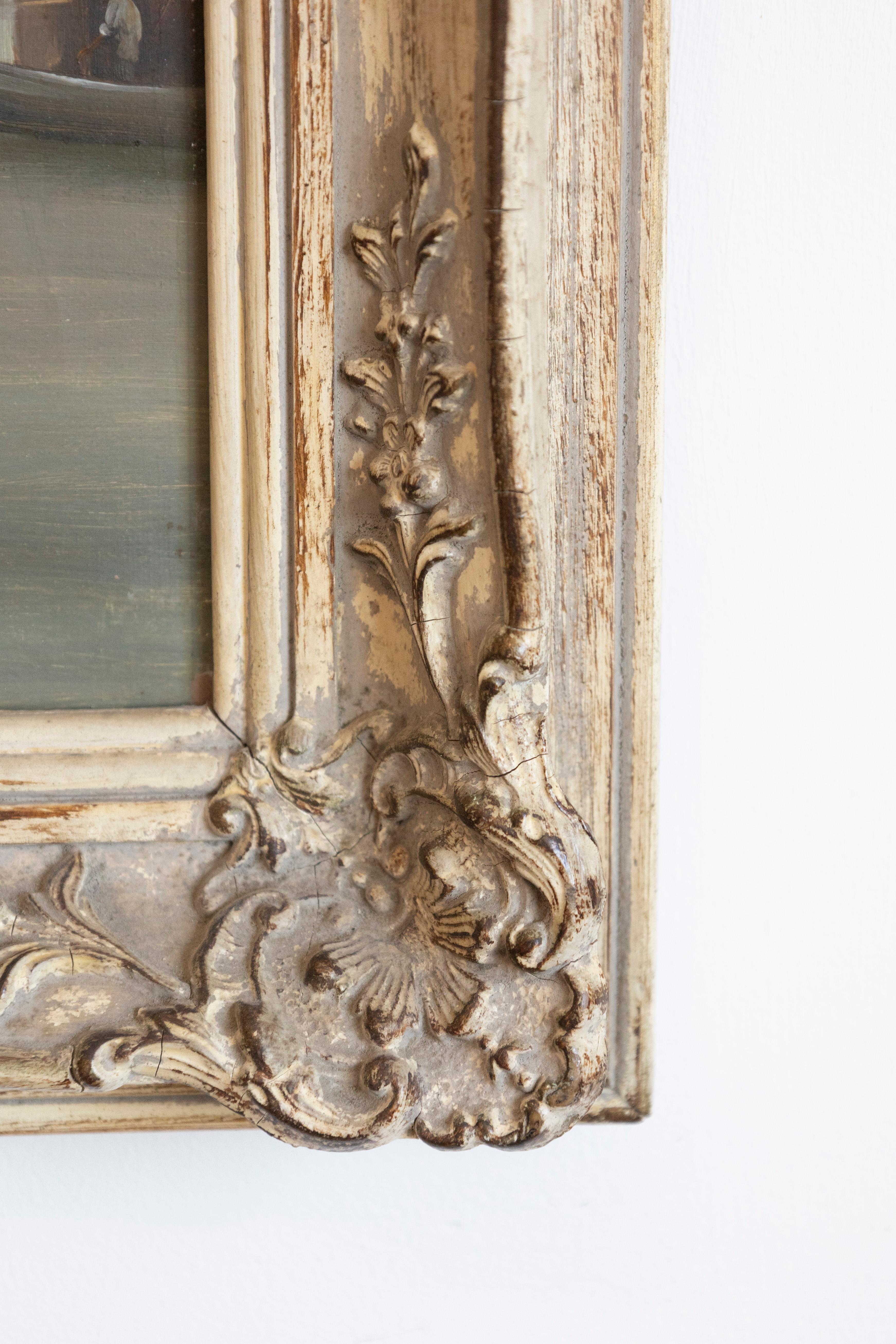 English 19th Century Oil Painting Depicting a Venetian Scene in Carved Frame For Sale 2