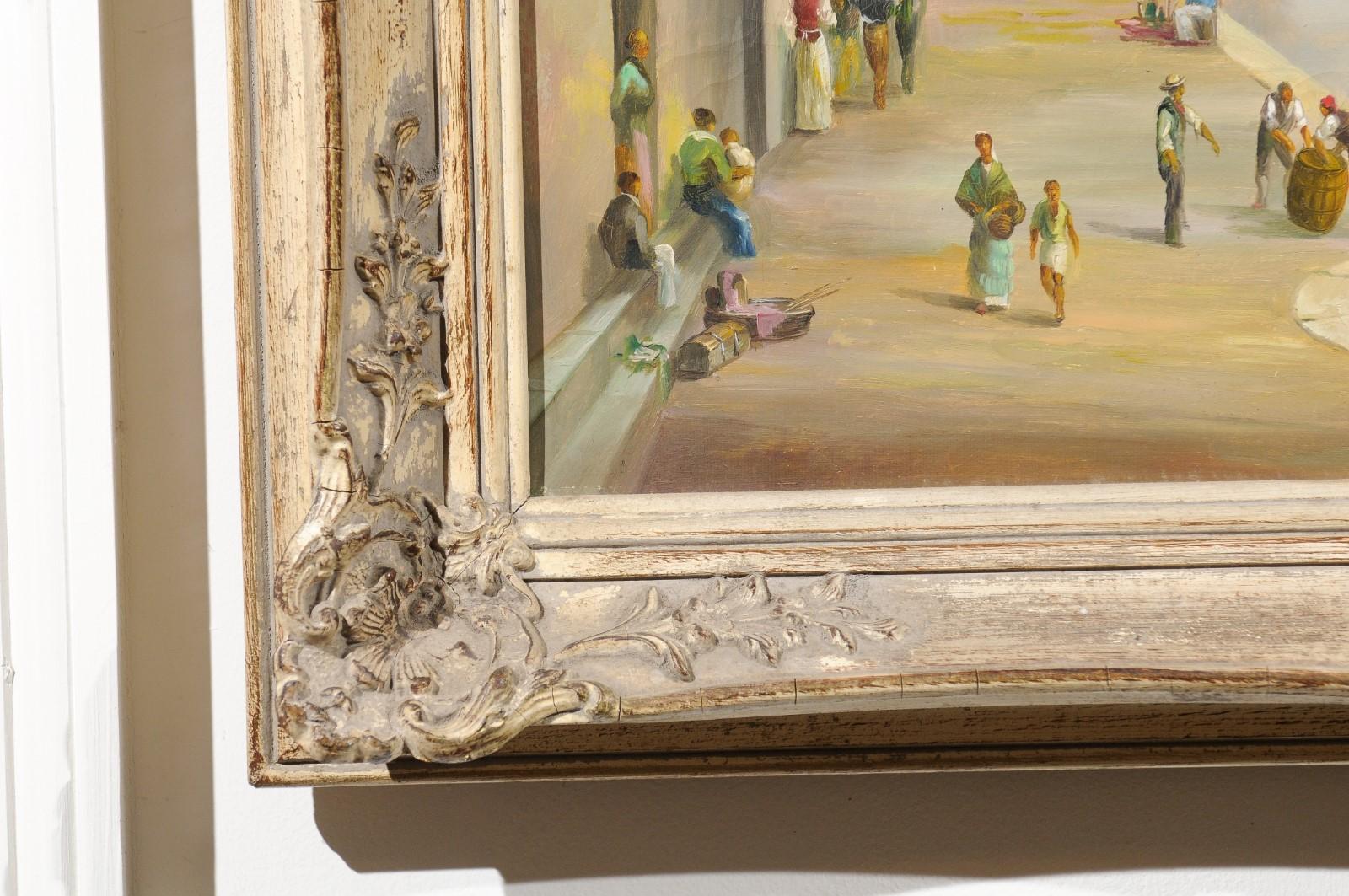 English 19th Century Oil Painting Depicting a Venetian Scene in Carved Frame For Sale 4