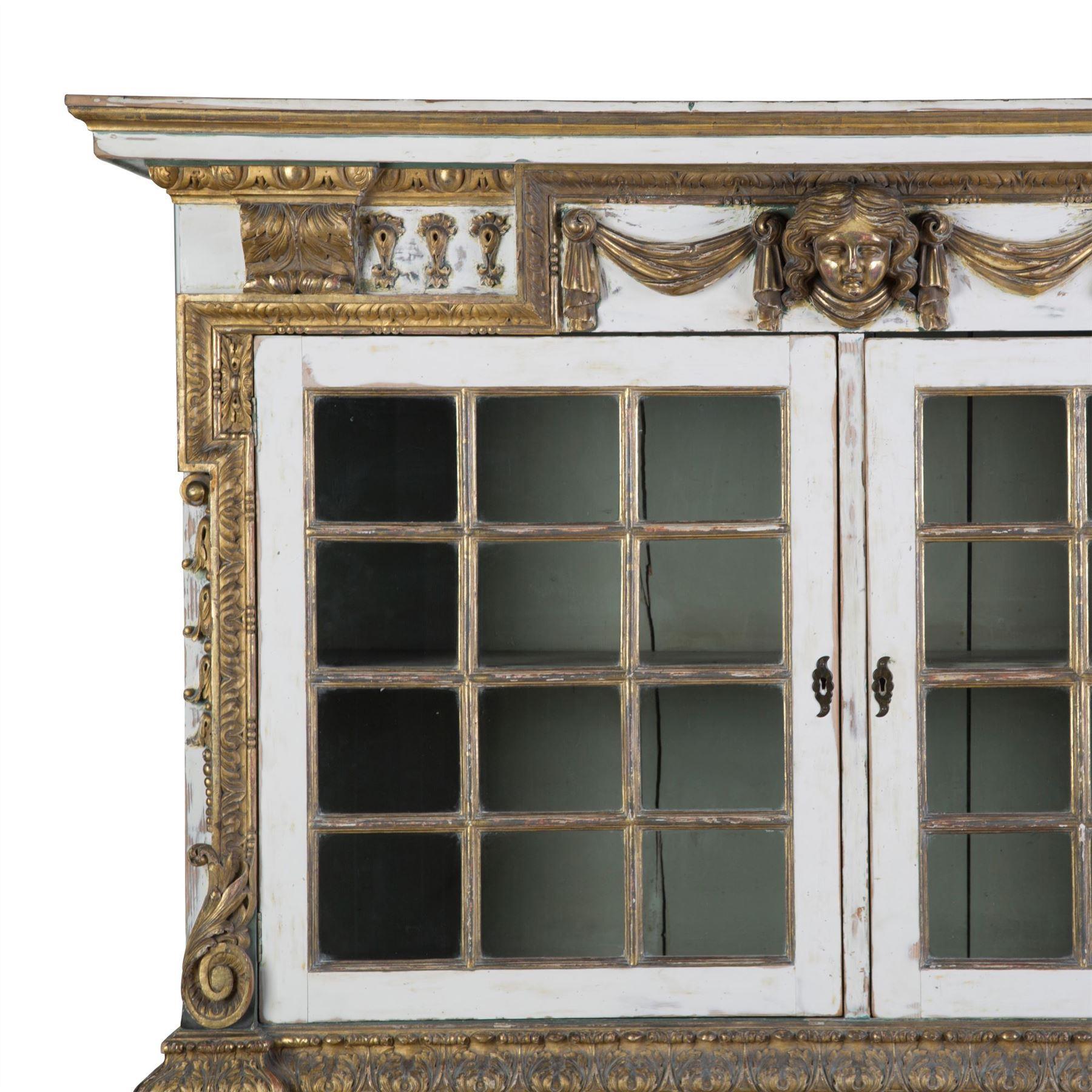 Glass English 19th Century Painted Cupboard For Sale