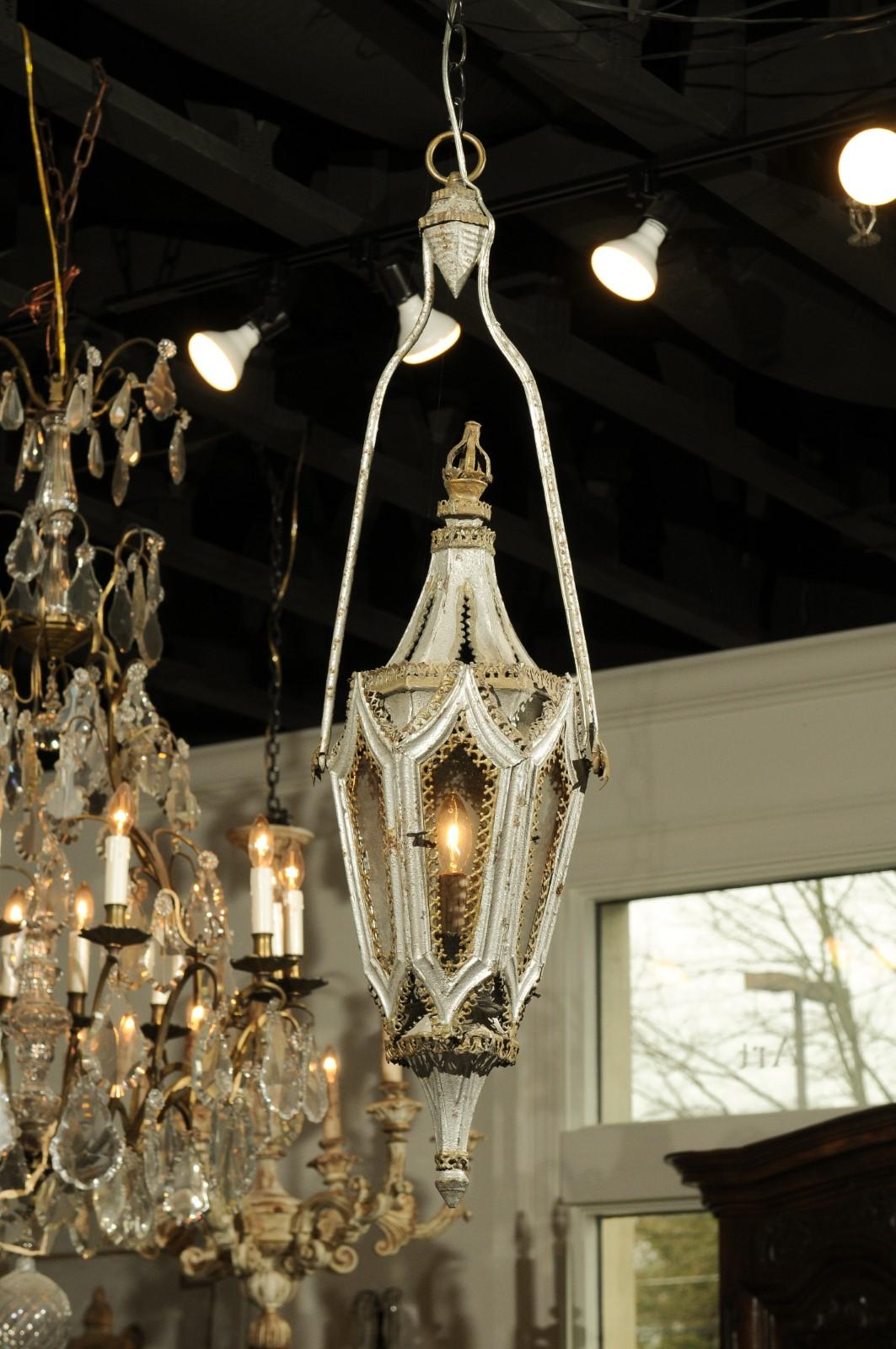 English 19th Century Painted Iron Gothic Revival Period Lanterns, Sold Per Pair For Sale 3