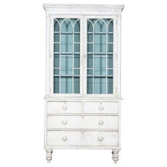 English 19th Century Painted Mahogany Glazed Bookcase/Dresser