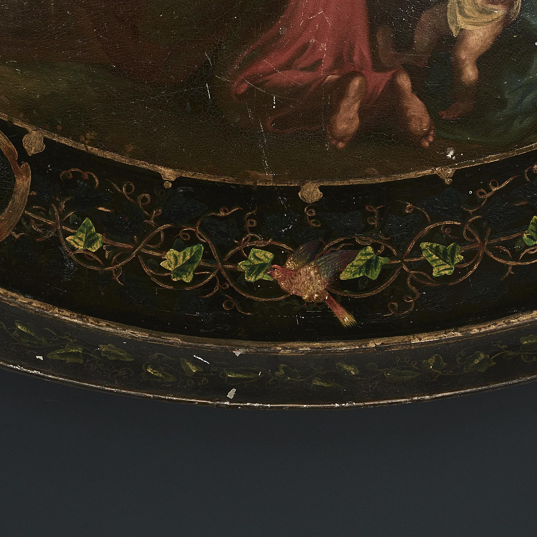 Plateau en tôle ovale peint anglais du 19ème siècle en vente 4