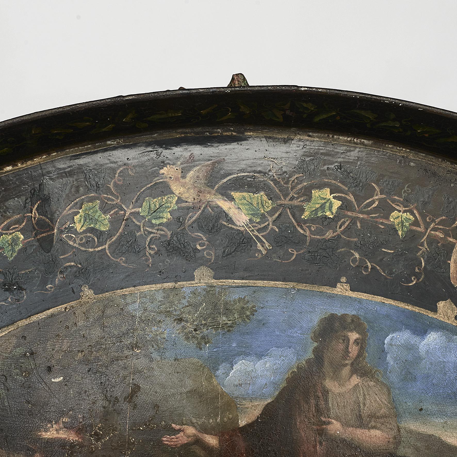 English 19th Century Painted Oval Tole Tray For Sale 4