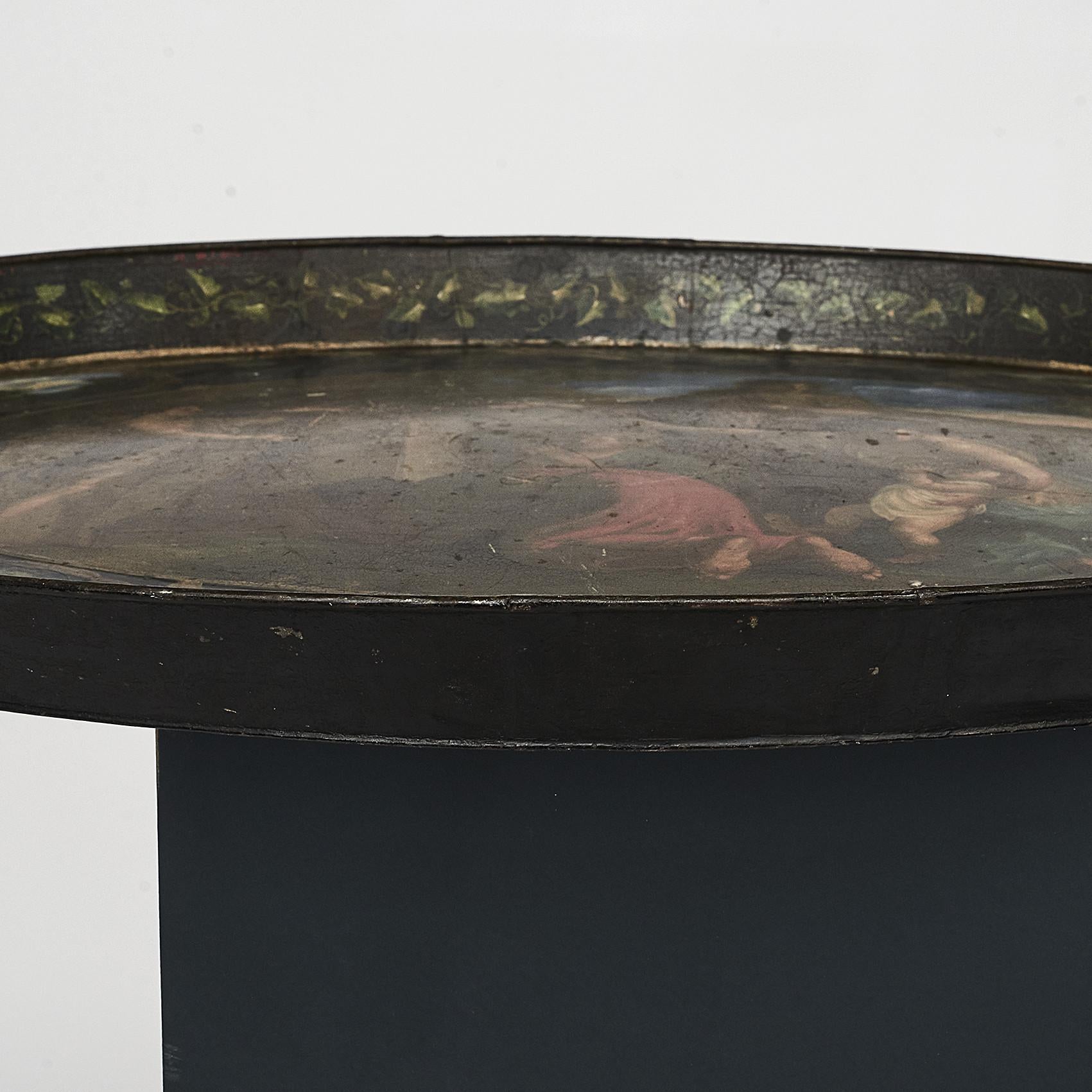 English 19th Century Painted Oval Tole Tray For Sale 5