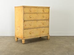 English 19th Century Painted Pine Chest with Flowers