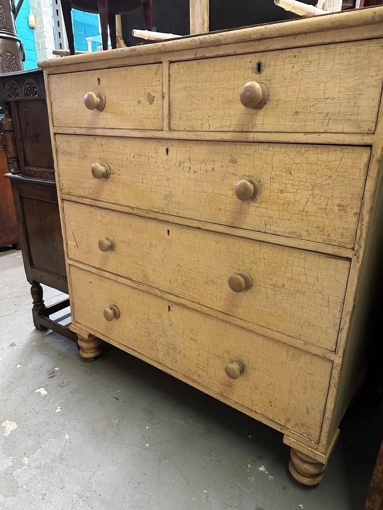 English 19th Century Painted Wood Five Drawer Commode at 1stDibs