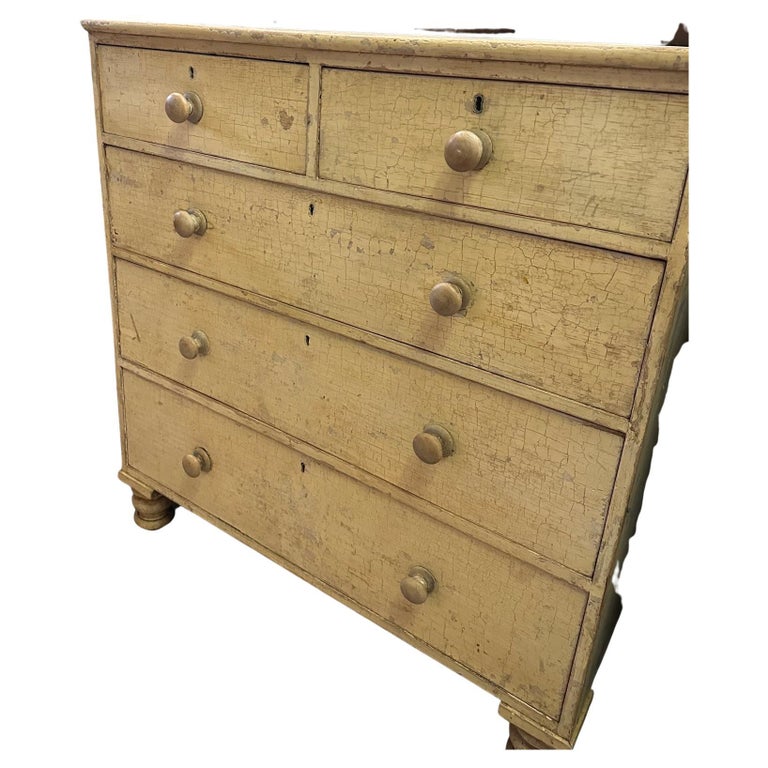 English 19th Century Painted Wood Five Drawer Commode at 1stDibs
