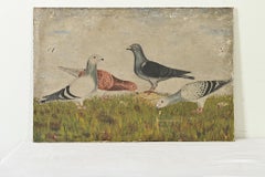 English 19th Century Painting of Racing Pigeons
