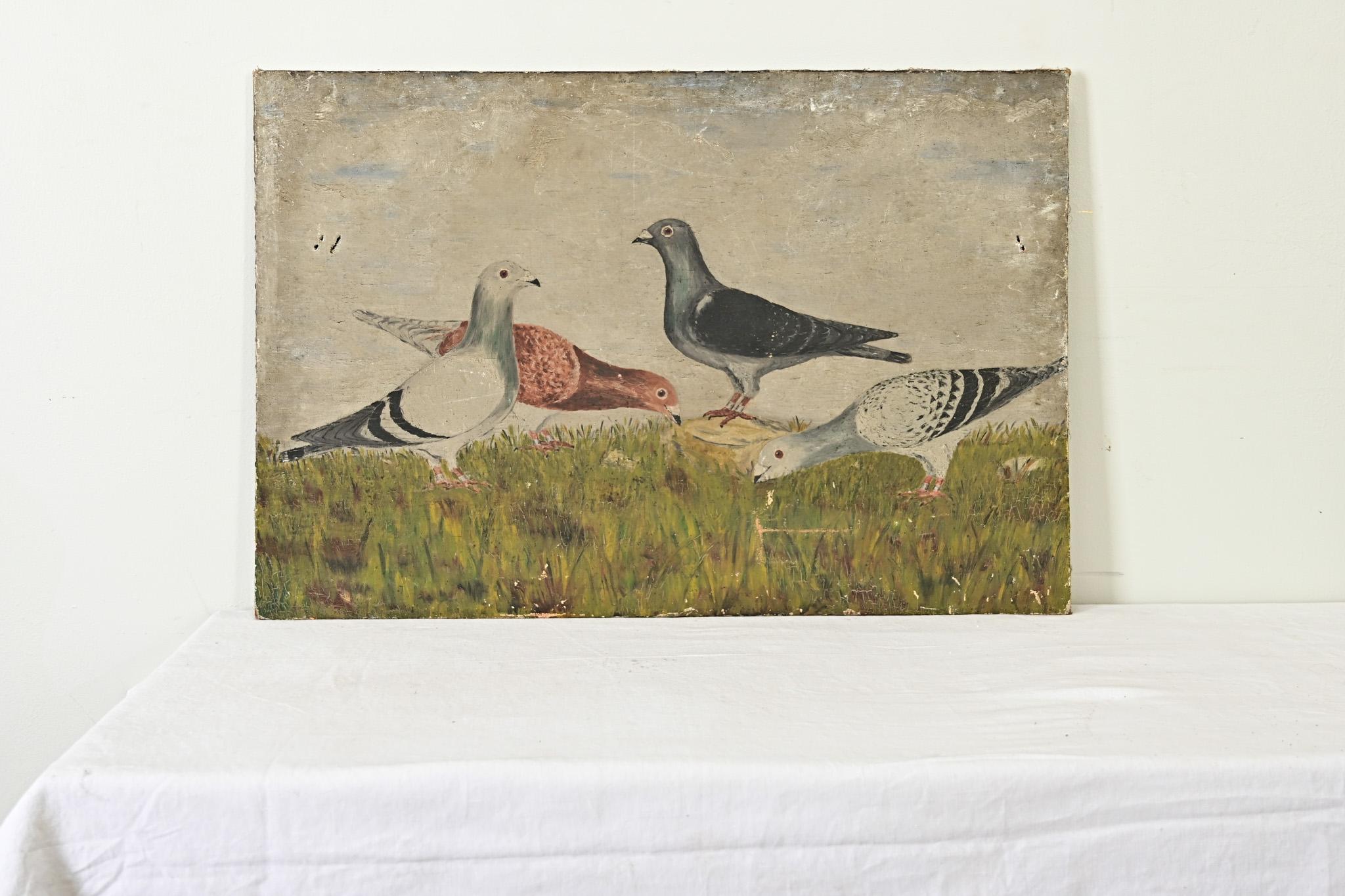 Other English 19th Century Painting of Racing Pigeons For Sale