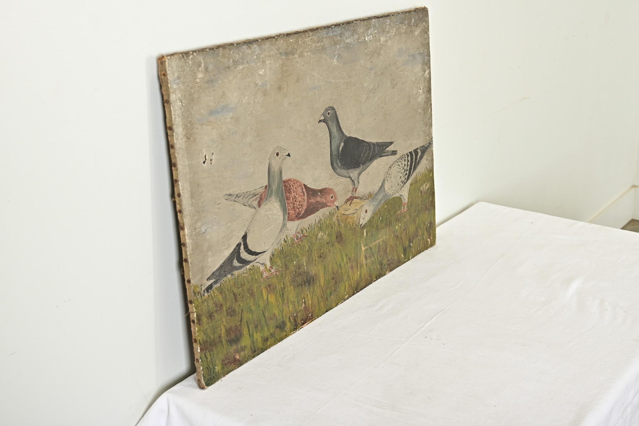 English 19th Century Painting of Racing Pigeons For Sale 1