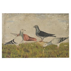 English 19th Century Painting of Racing Pigeons