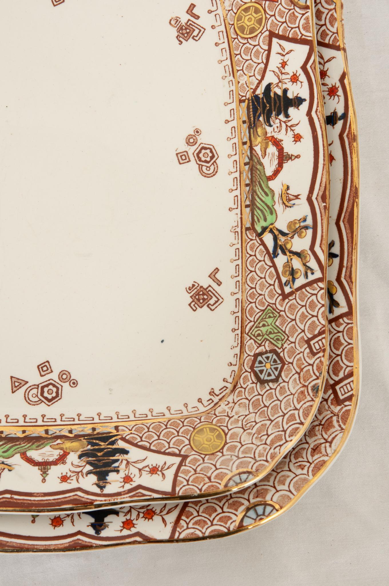 Fired English 19th Century Pair of Aesthetic Movement Platters