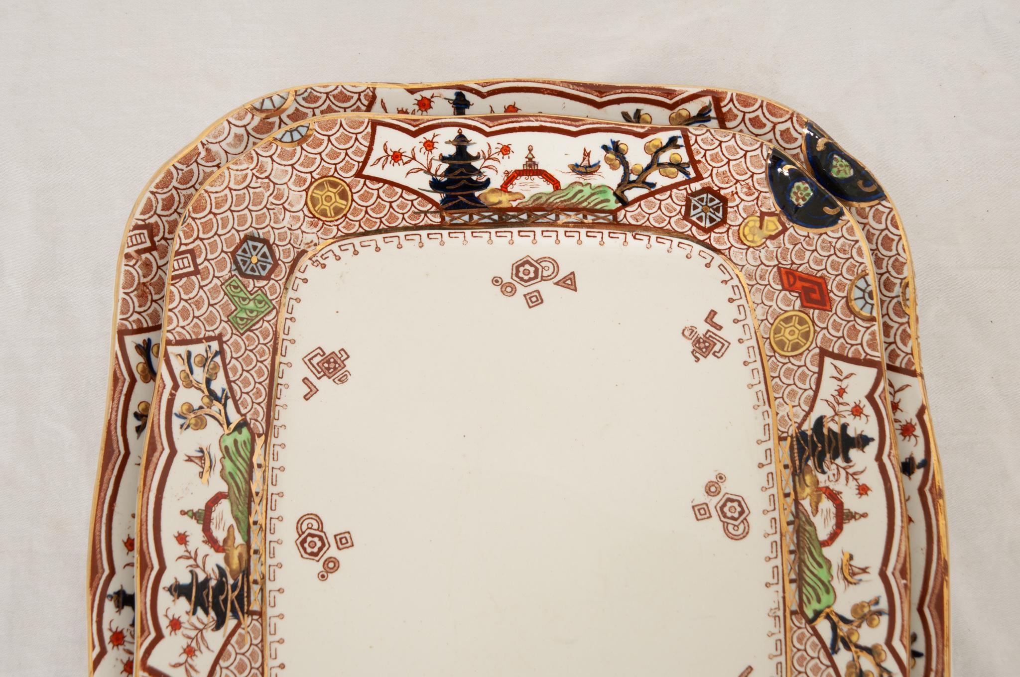 Ironstone English 19th Century Pair of Aesthetic Movement Platters