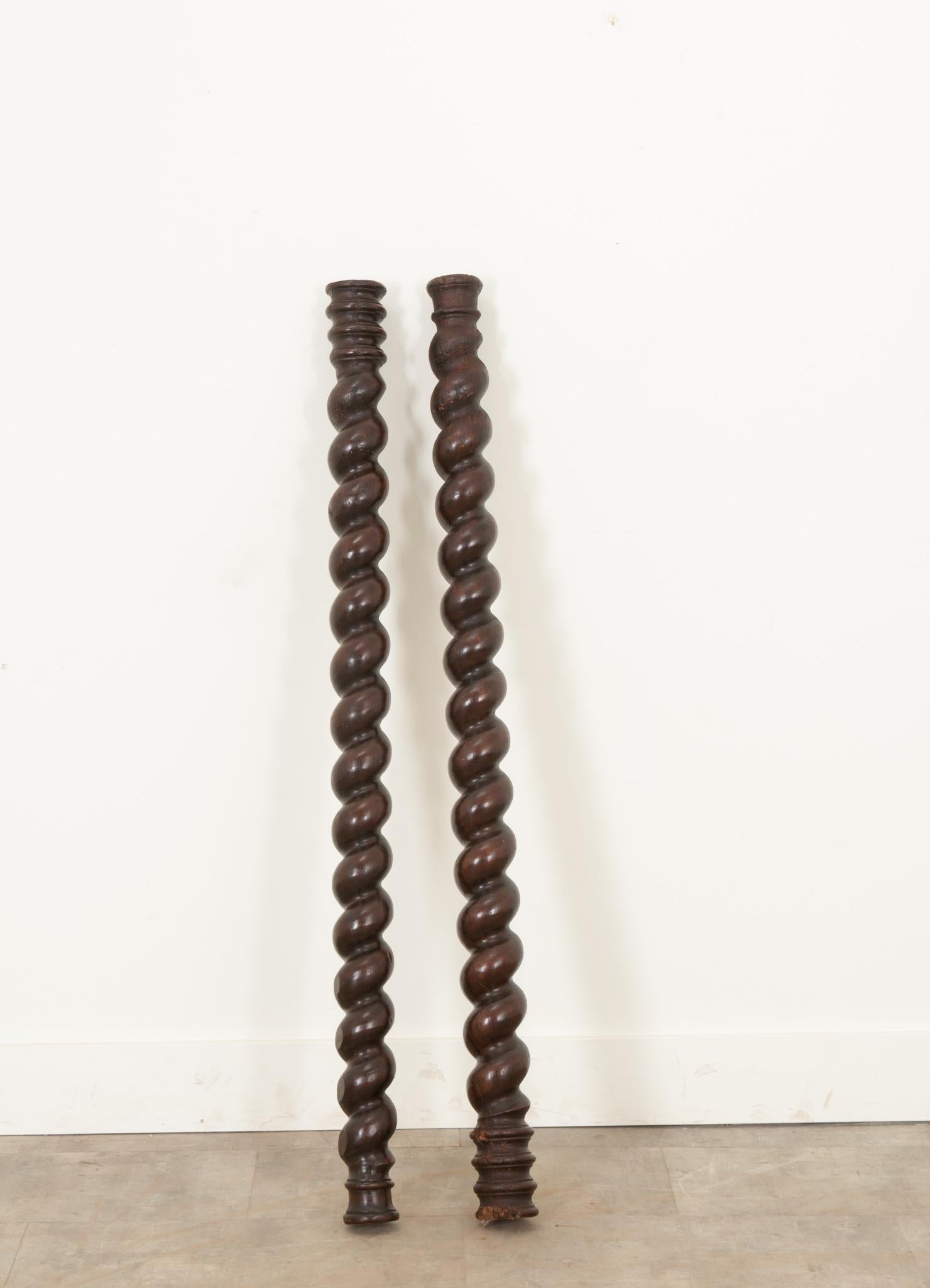 Other English 19th Century Pair of Barley Twist Columns For Sale