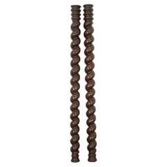Paar englische Barley Twist-Säulen des 19. Jahrhunderts