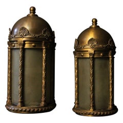 English 19th Century Pair of Bronze Antique Wall Lanterns