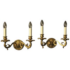 English 19th Century Pair of Bronze Antique Wall Lights