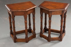English 19th Century Pair of Oak Stools