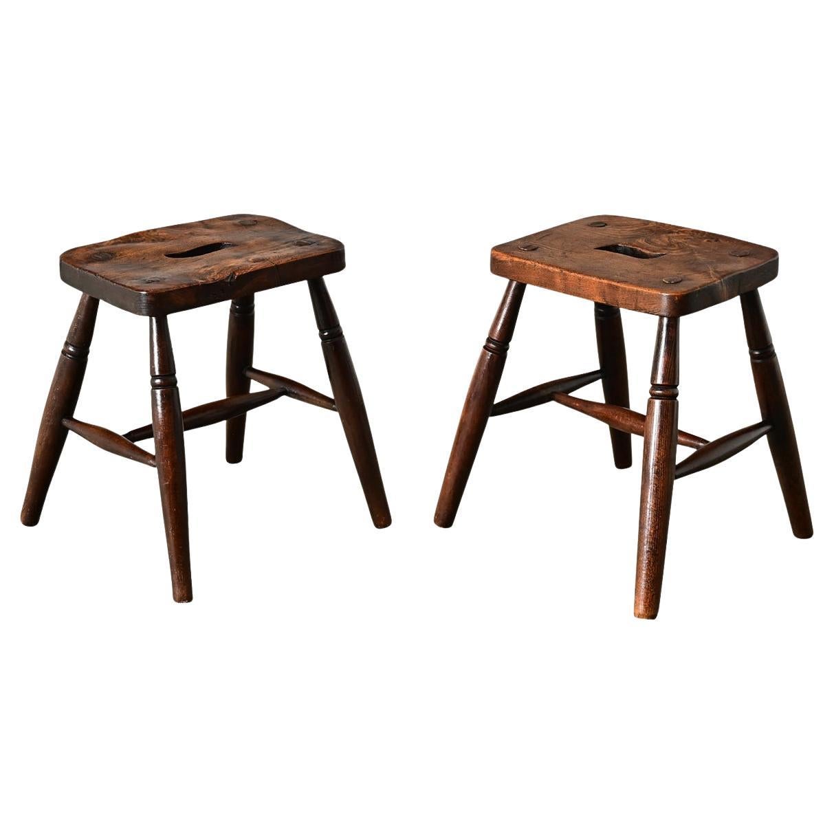 English 19th Century Pair of Tavern Stools