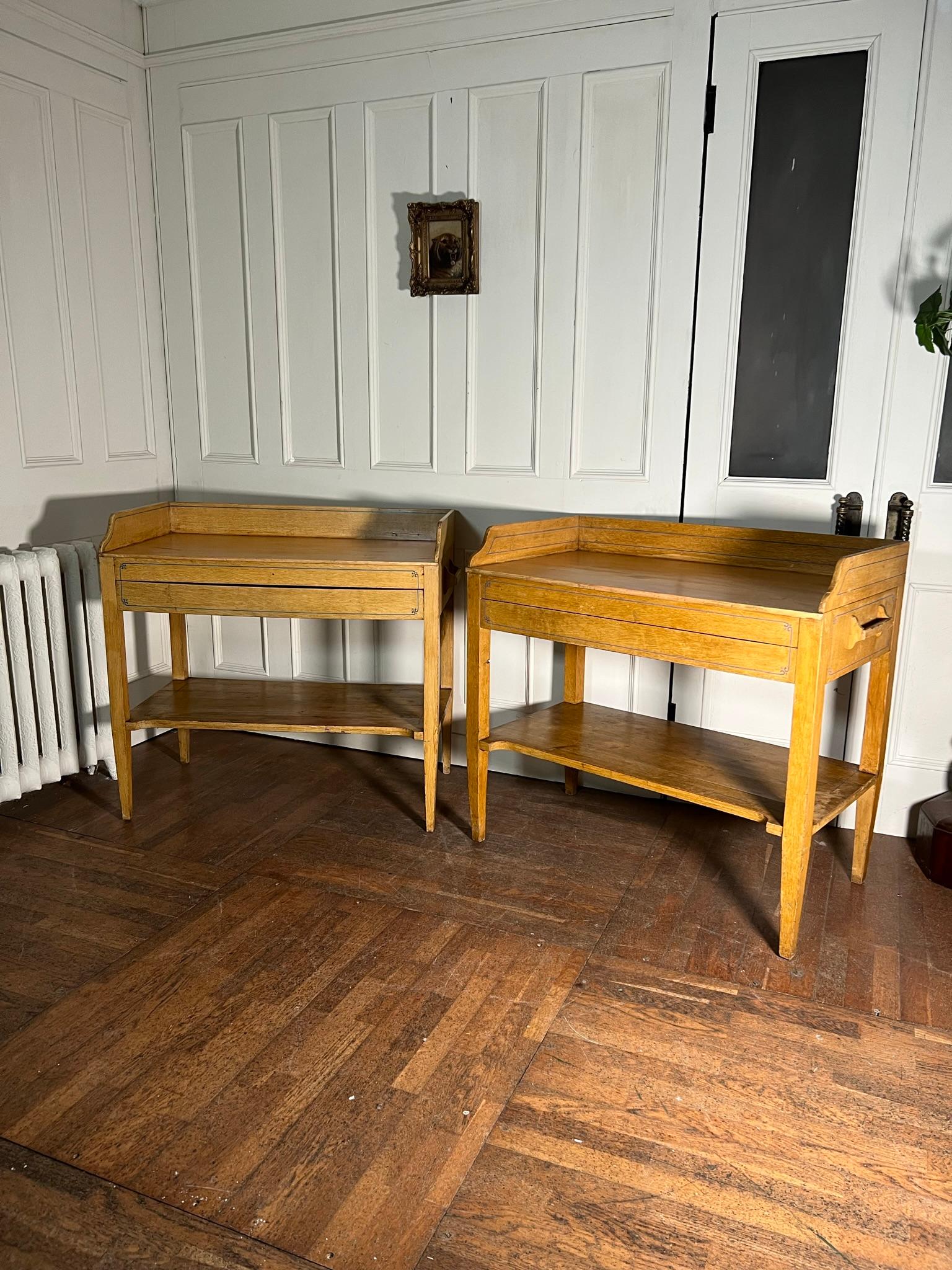 Pine English 19th Century Pair of Wash Stands