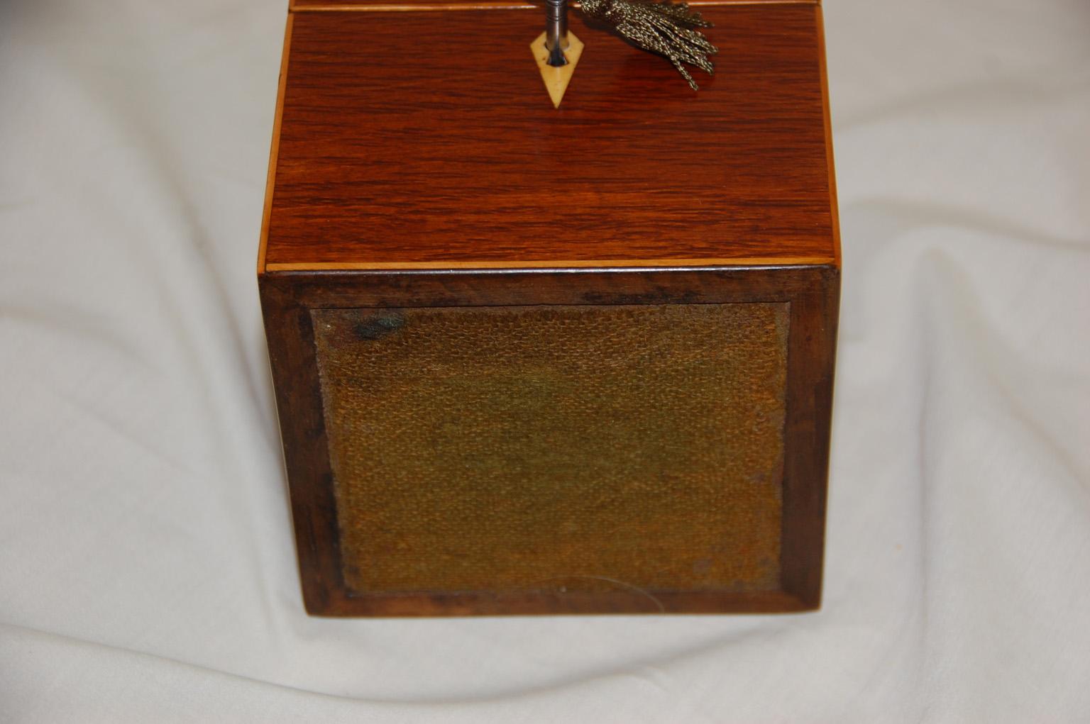 English 19th Century Partridgewood Tea Caddy with Sailing Ship Inlay 2