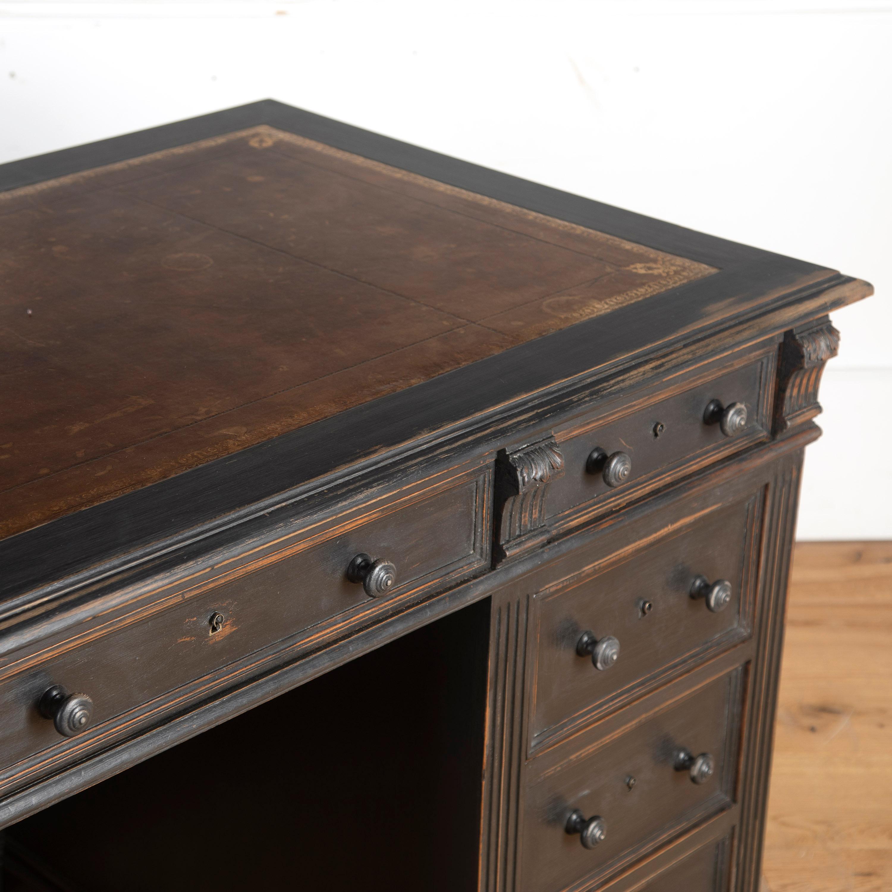 Country English 19th Century Pedestal Desk