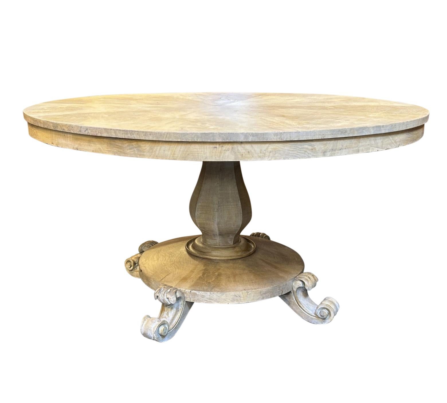 Brass English 19th Century Pickled Mahogany Centre Table